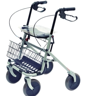 Deambulatore rollator pieghevole per anziani e disabili con seduta e cestino fronte