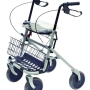 Deambulatore rollator pieghevole per anziani e disabili con seduta e cestino